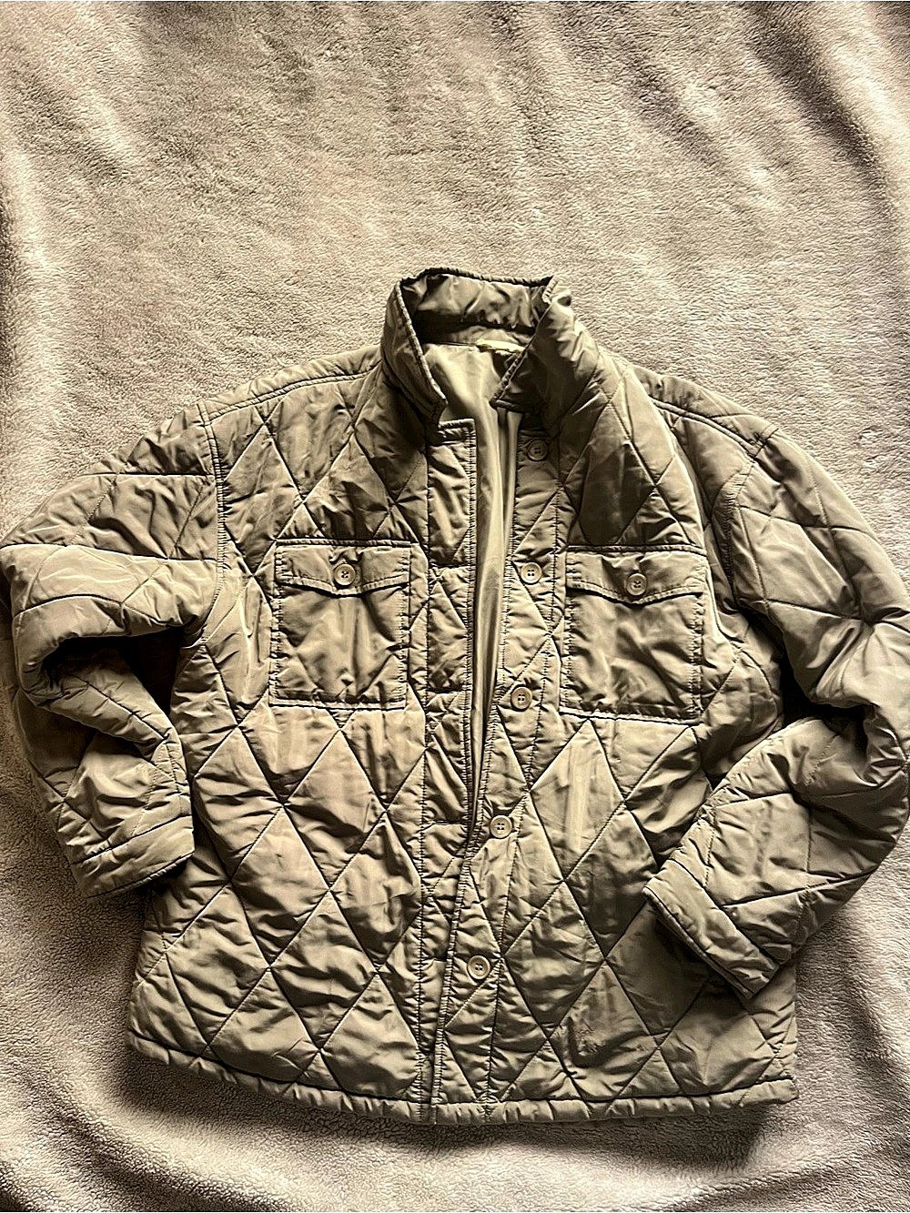 Quilted Puffer Jacket Green Size M/L